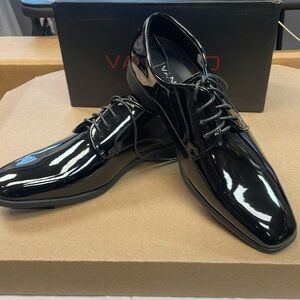 New Black Patent Tuxedo Shoes Lace Up Size 8.5 Medium